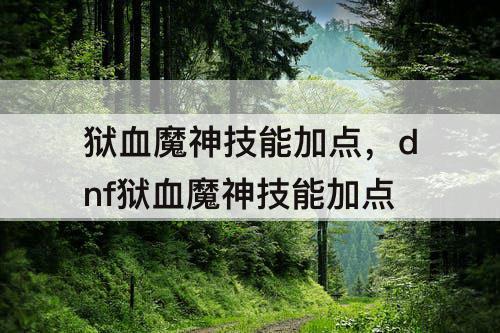 狱血魔神技能加点，dnf狱血魔神技能加点