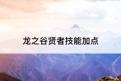 龙之谷贤者技能加点