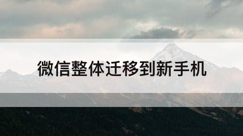 微信整体迁移到新手机