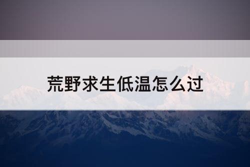 荒野求生低温怎么过