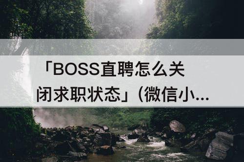 「BOSS直聘怎么关闭求职状态」(微信小程序boss直聘怎么关闭求职状态)