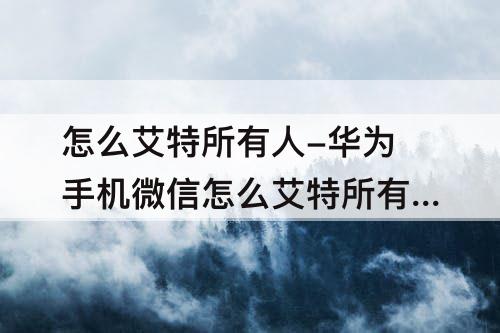 怎么艾特所有人-华为手机微信怎么艾特所有人