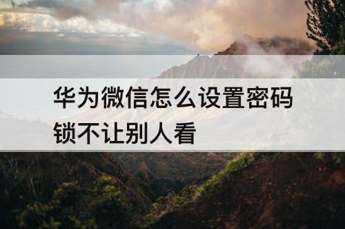华为微信怎么设置密码锁不让别人看