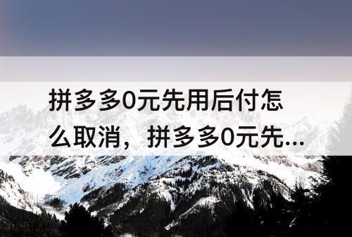 拼多多0元先用后付怎么取消，拼多多0元先用后付怎么取消自动付款