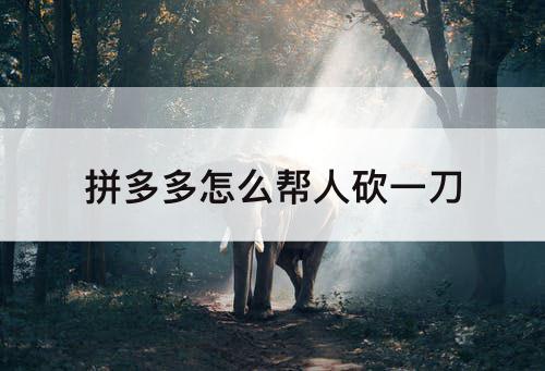 拼多多怎么帮人砍一刀