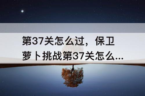 第37关怎么过，保卫萝卜挑战第37关怎么过