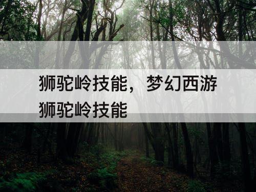狮驼岭技能，梦幻西游狮驼岭技能