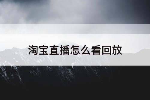 淘宝直播怎么看回放