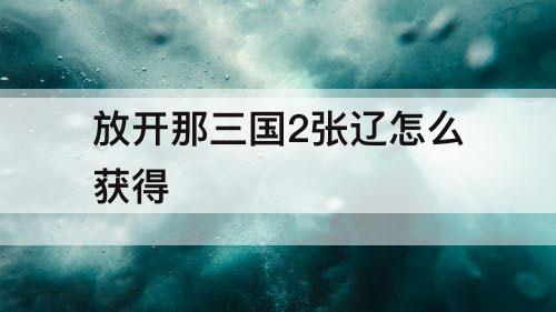 放开那三国2张辽怎么获得