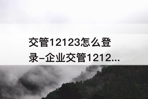 交管12123怎么登录-企业交管12123怎么登录