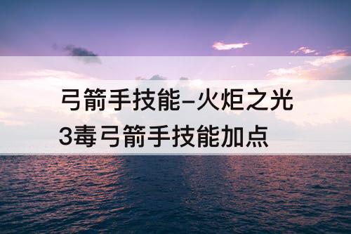 弓箭手技能-火炬之光3毒弓箭手技能加点