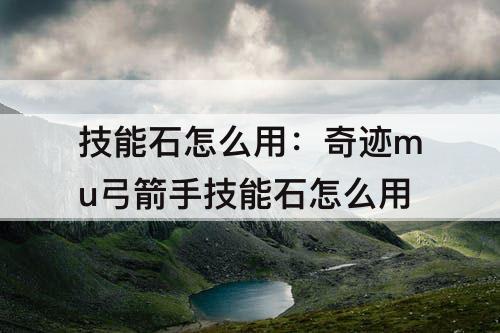 技能石怎么用：奇迹mu弓箭手技能石怎么用