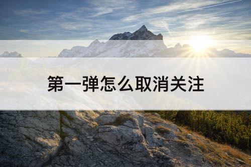 第一弹怎么取消关注