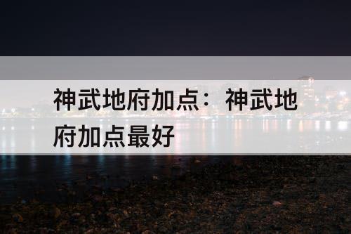 神武地府加点：神武地府加点最好