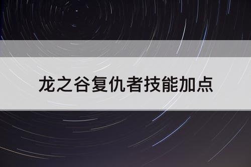 龙之谷复仇者技能加点