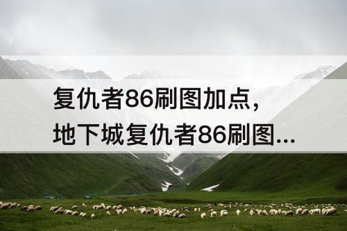 复仇者86刷图加点，地下城复仇者86刷图加点