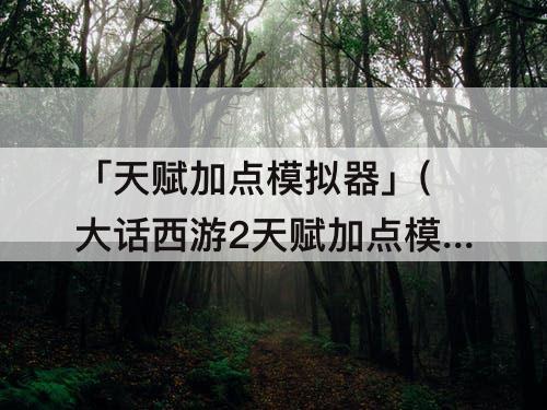「天赋加点模拟器」(大话西游2天赋加点模拟器)