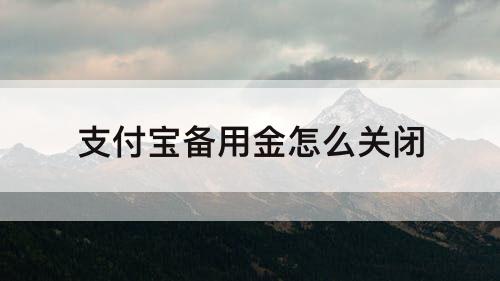 支付宝备用金怎么关闭