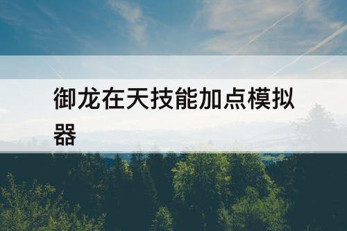 御龙在天技能加点模拟器