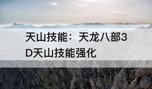 天山技能：天龙八部3D天山技能强化