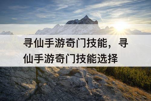 寻仙手游奇门技能，寻仙手游奇门技能选择