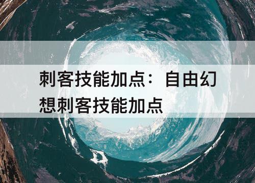 刺客技能加点：自由幻想刺客技能加点