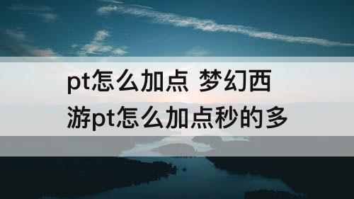 pt怎么加点 梦幻西游pt怎么加点秒的多