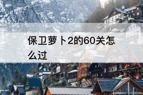 保卫萝卜2的60关怎么过