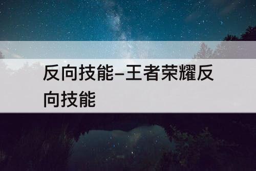 反向技能-王者荣耀反向技能