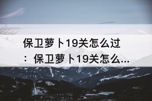 保卫萝卜19关怎么过：保卫萝卜19关怎么过攻略