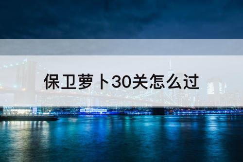 保卫萝卜30关怎么过