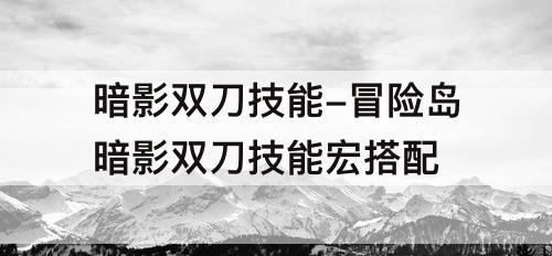 暗影双刀技能-冒险岛暗影双刀技能宏搭配