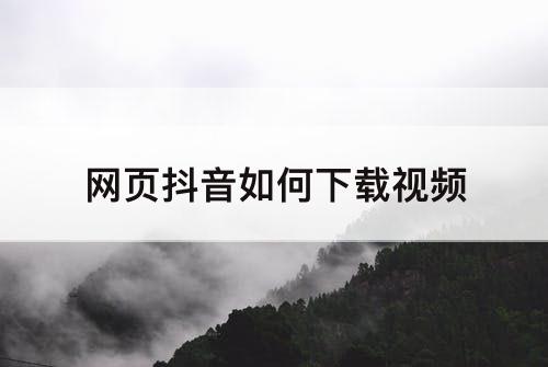 网页抖音如何下载视频
