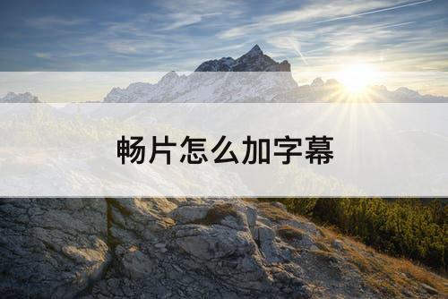 畅片怎么加字幕