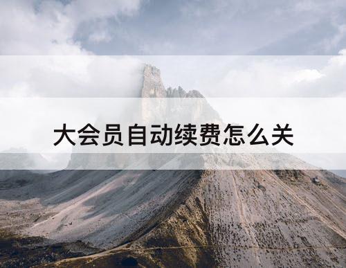 大会员自动续费怎么关