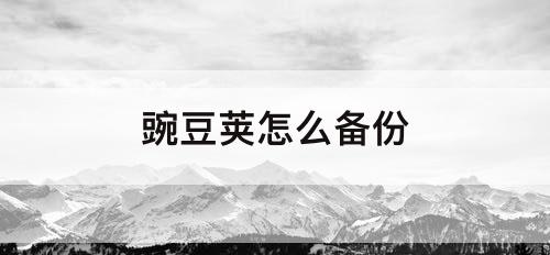豌豆荚怎么备份