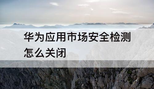 华为应用市场安全检测怎么关闭