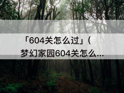 「604关怎么过」(梦幻家园604关怎么过)