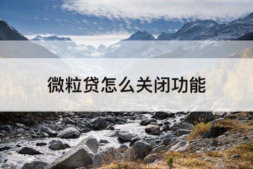 微粒贷怎么关闭功能