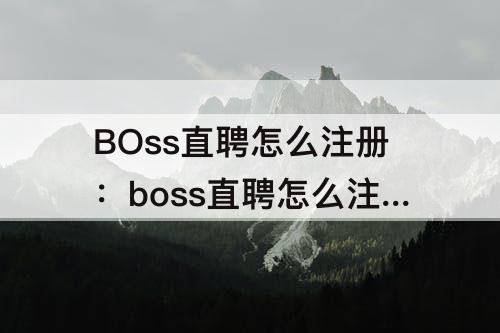 BOss直聘怎么注册：boss直聘怎么注册不了怎么办