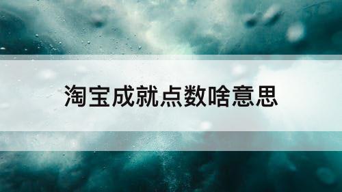 淘宝成就点数啥意思