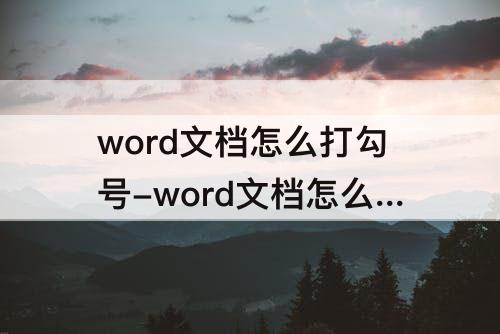 word文档怎么打勾号-word文档怎么打勾号快捷键