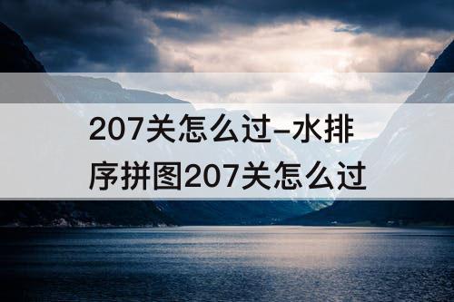 207关怎么过-水排序拼图207关怎么过