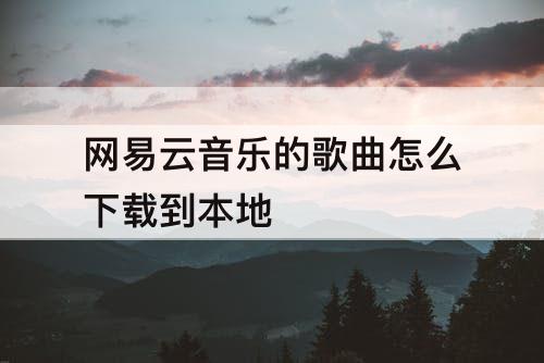 网易云音乐的歌曲怎么下载到本地