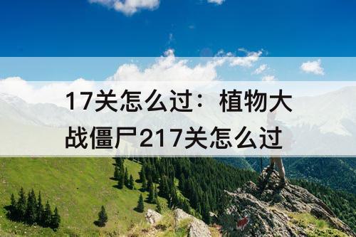 17关怎么过：植物大战僵尸217关怎么过