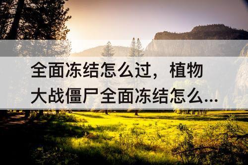 全面冻结怎么过，植物大战僵尸全面冻结怎么过关