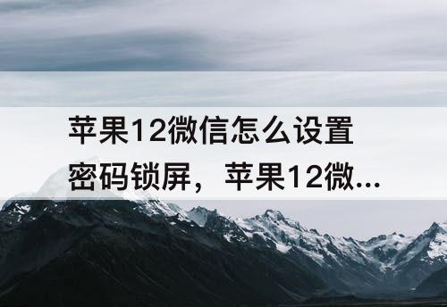 苹果12微信怎么设置密码锁屏，苹果12微信怎么设置密码锁屏的时候