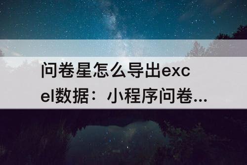 问卷星怎么导出excel数据：小程序问卷星怎么导出excel数据