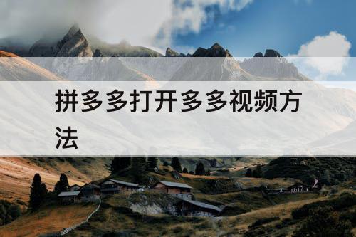 拼多多打开多多视频方法