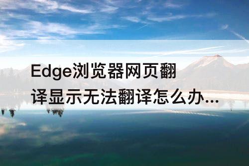 Edge浏览器网页翻译显示无法翻译怎么办?